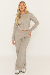 Dove Grey Zip Through Loungewear Set - Laurye