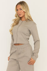 Dove Grey Zip Through Loungewear Set - Laurye