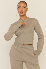 Dove Grey Zip Through Loungewear Co-ord Set - Laurye
