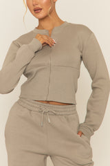 Dove Grey Zip Through Loungewear Co-ord Set - Laurye