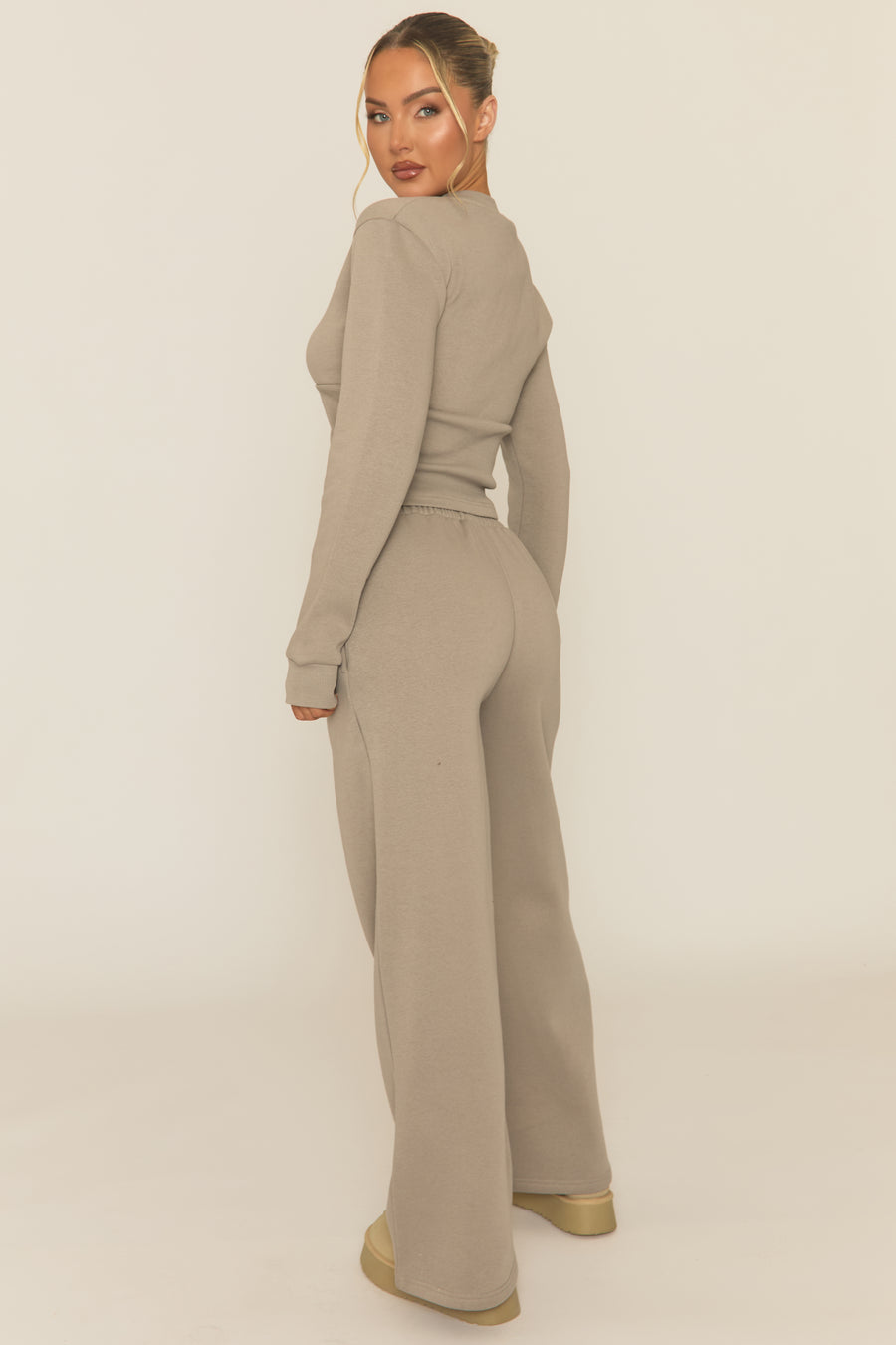 Dove Grey Zip Through Loungewear Co-ord Set - Laurye