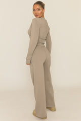 Dove Grey Zip Through Loungewear Co-ord Set - Laurye