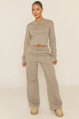 Dove Grey Zip Through Loungewear Co-ord Set - Laurye