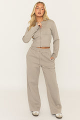 Dove Grey Zip Through Loungewear Set - Laurye