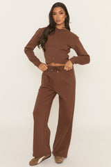 Chocolate Zip Through Loungewear Set - Laurye