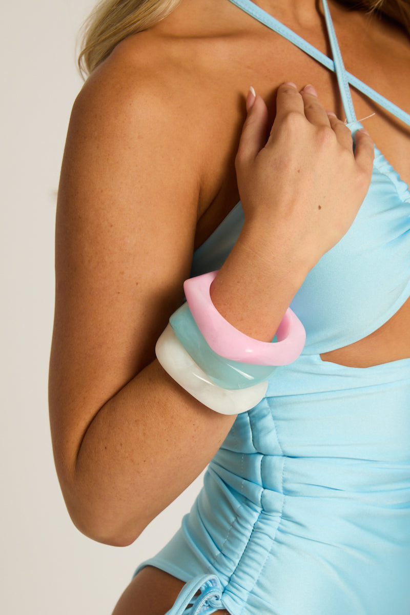 Pink Chunky Resin Bangle - Krista