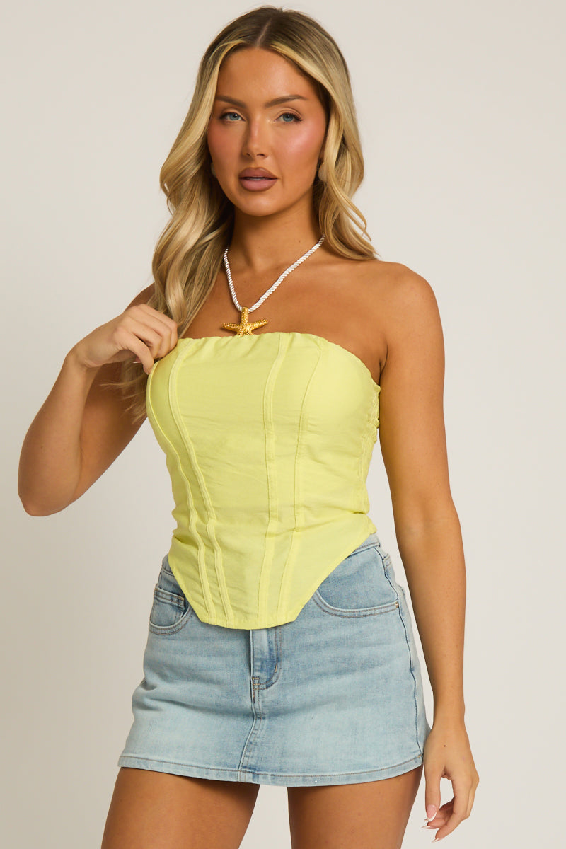Yellow Bandeau Corset Top - Aubrey