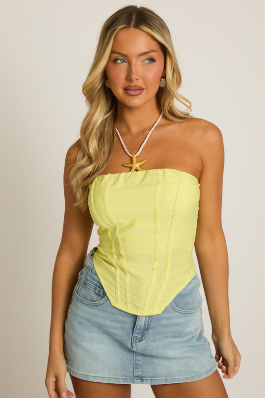 Yellow Bandeau Corset Top - Aubrey