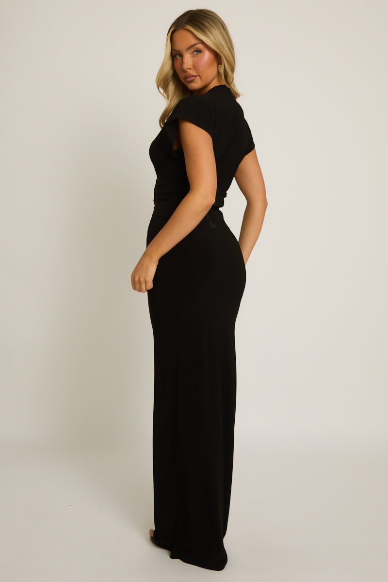 Black 2-in-1 Corset Maxi Dress - Omara