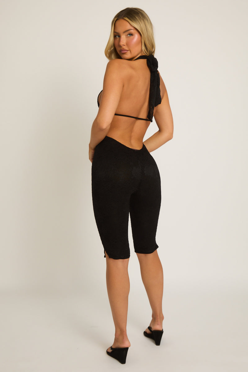 Black Lace Corset Capri Jumpsuit - Iris