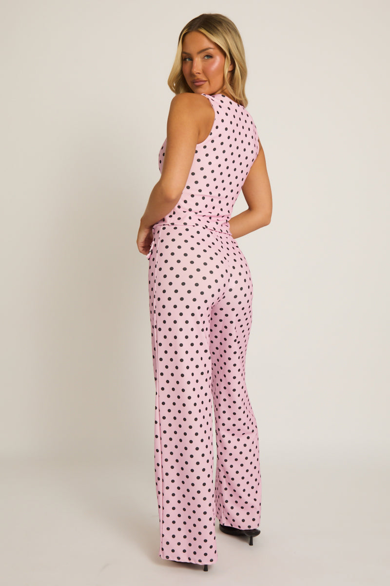 Pink Polka Dot Tailored Waistcoat and Trousers Co-ord Set - Eliza