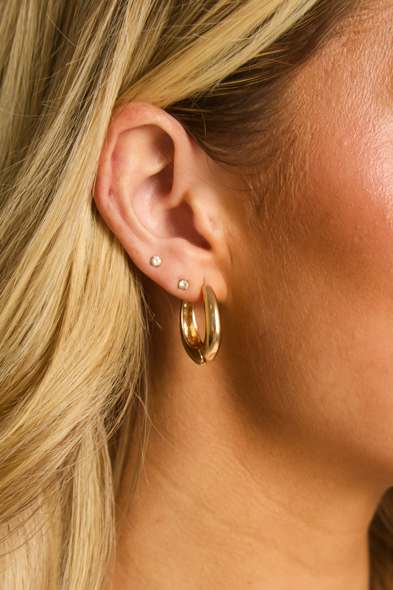 Gold Chunky Hoop Earrings - Lola