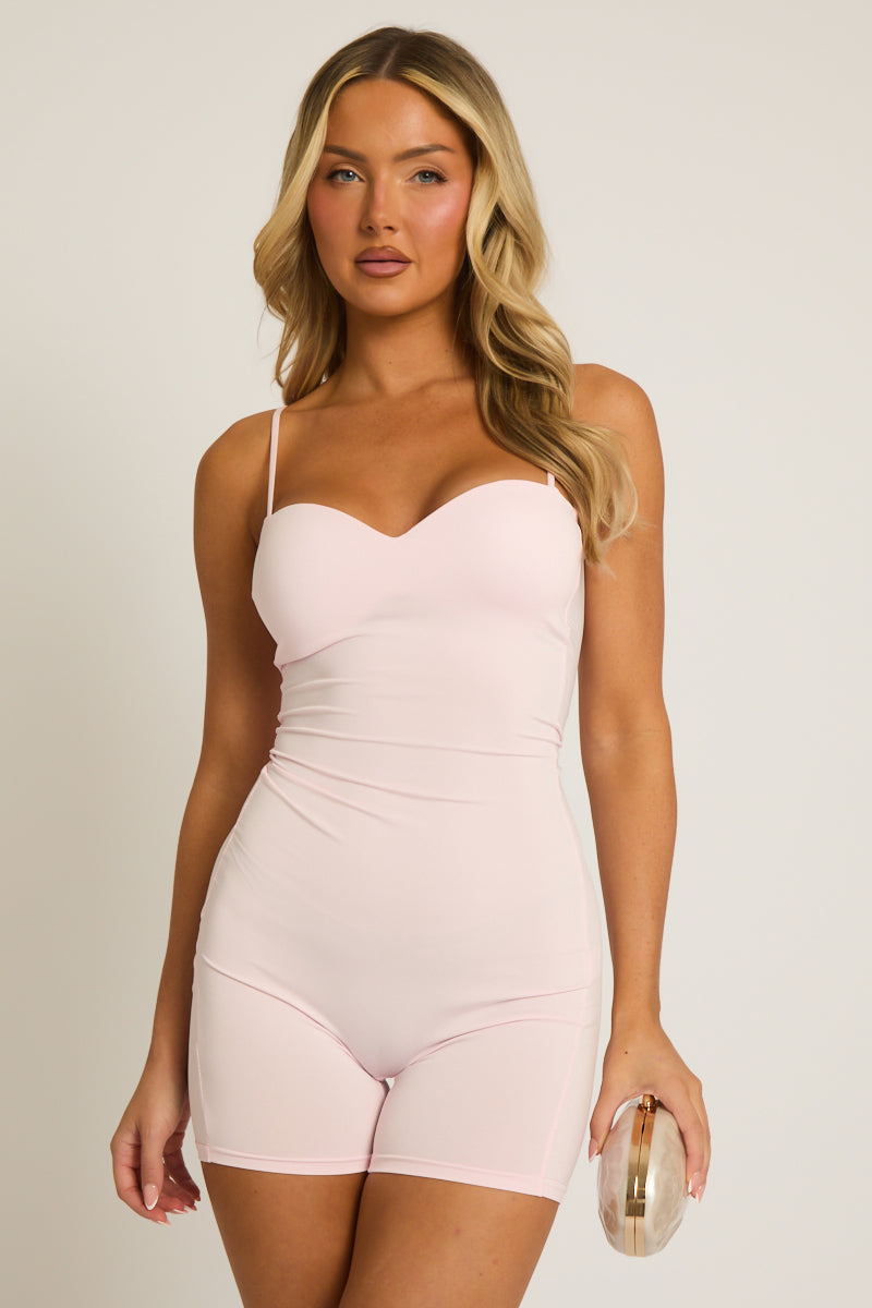 Pink Sculpting Playsuit - Larson