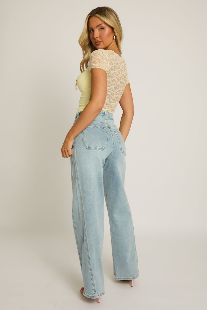 Yellow Lace Detail Top - Edith