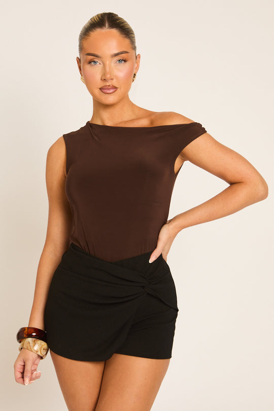 Black Wrap Front Skort - Anson