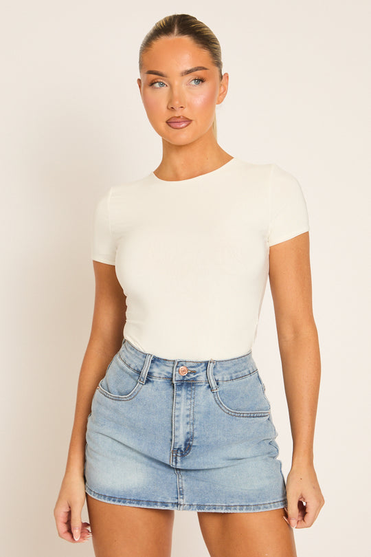 White Short Sleeve Bodysuit - Ingrid