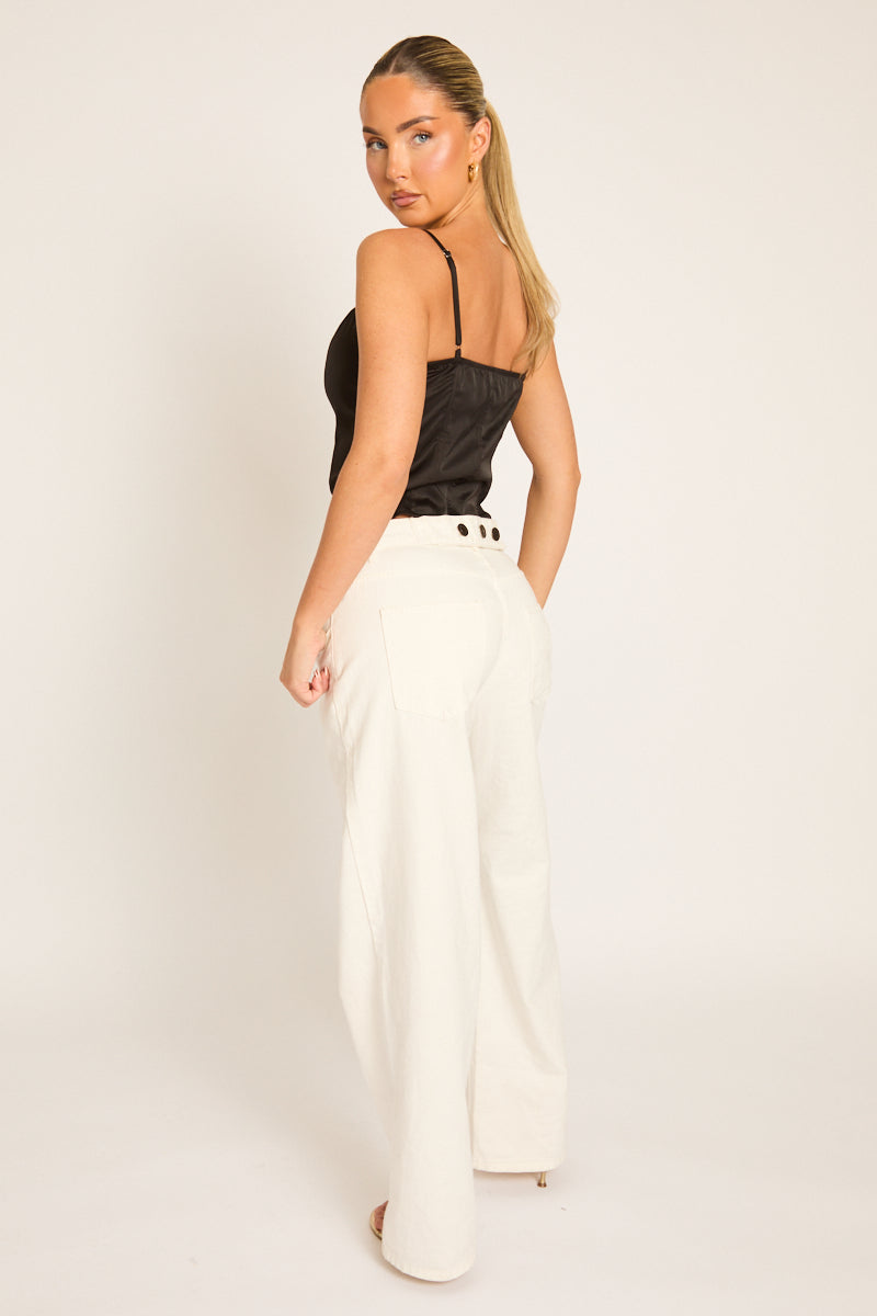 Black Satin Lace Trim Cami Top - Elottie