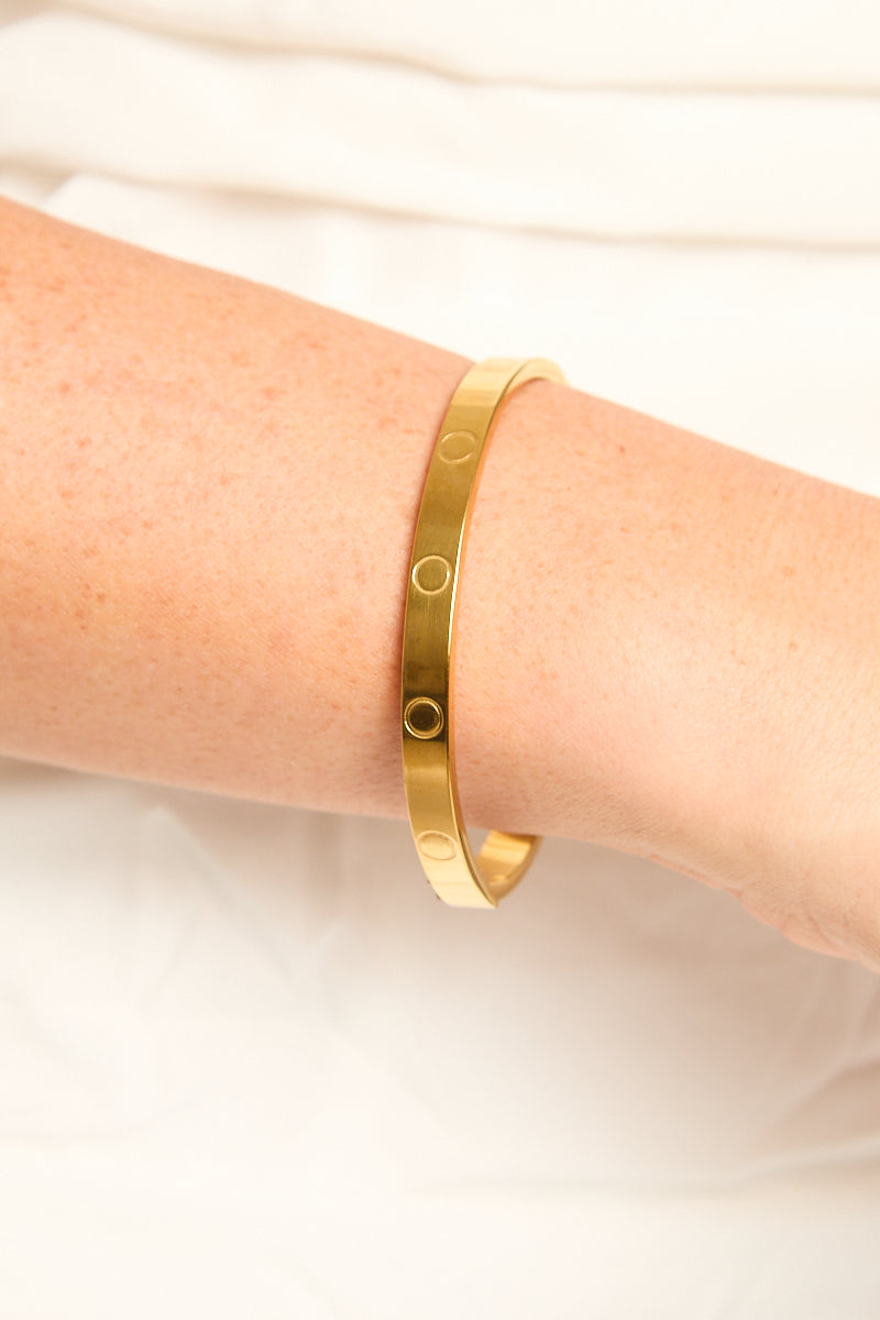 Gold Logo Detail Bangle - Ally