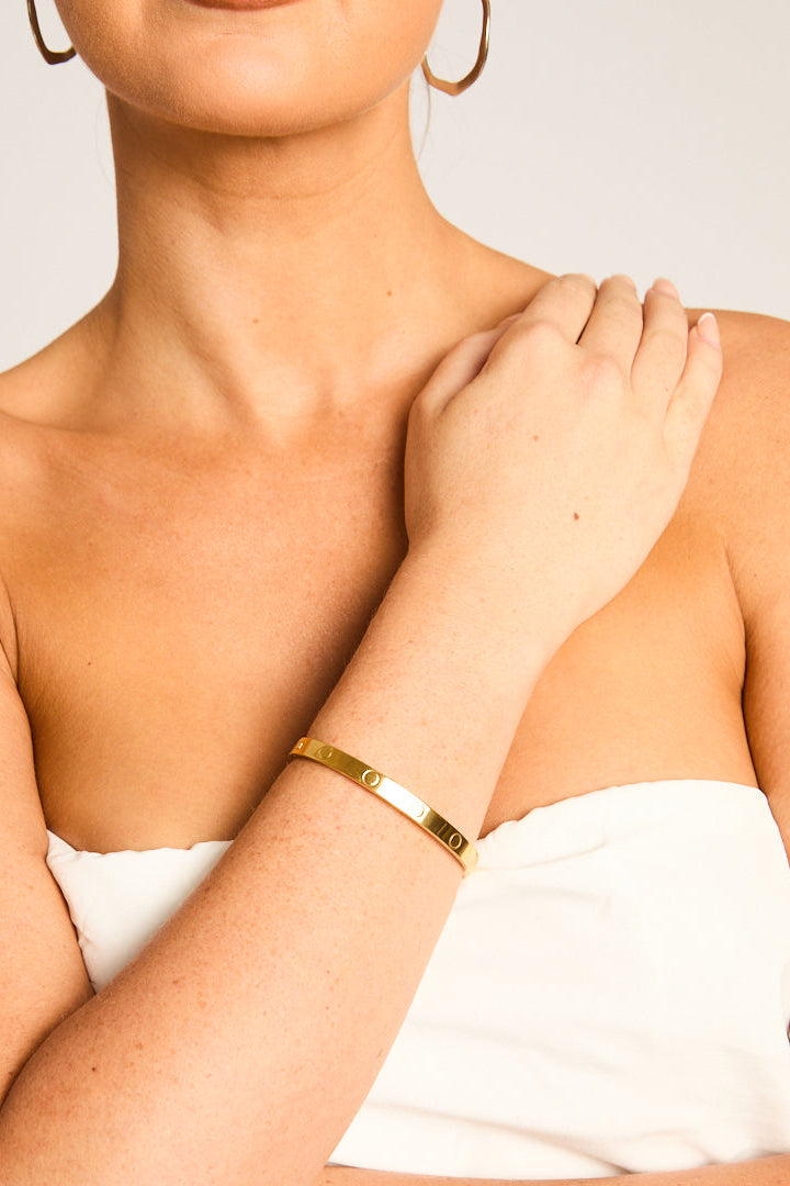 Gold Logo Detail Bangle - Ally