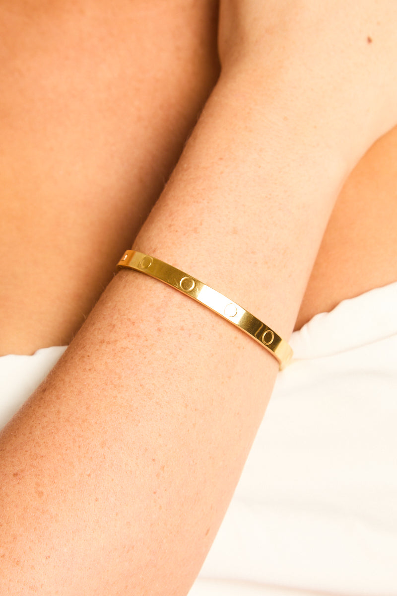 Gold Logo Detail Bangle - Ally