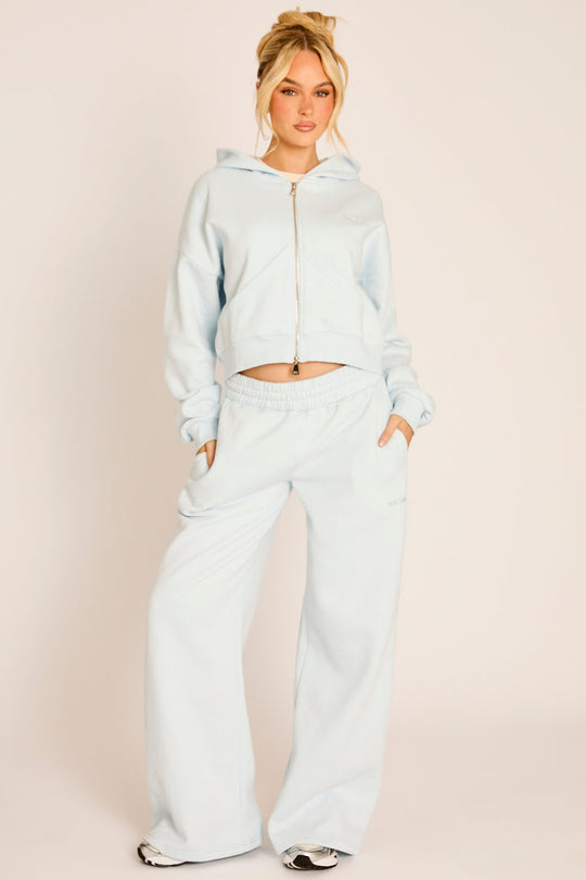 Light Blue Rebellious Logo Jersey Jogger Trousers - Kynee