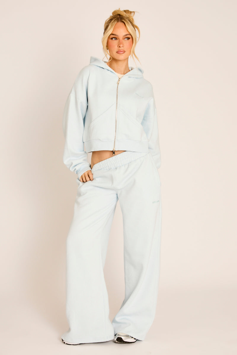 Light Blue Rebellious Logo Jersey Jogger Trousers - Kynee