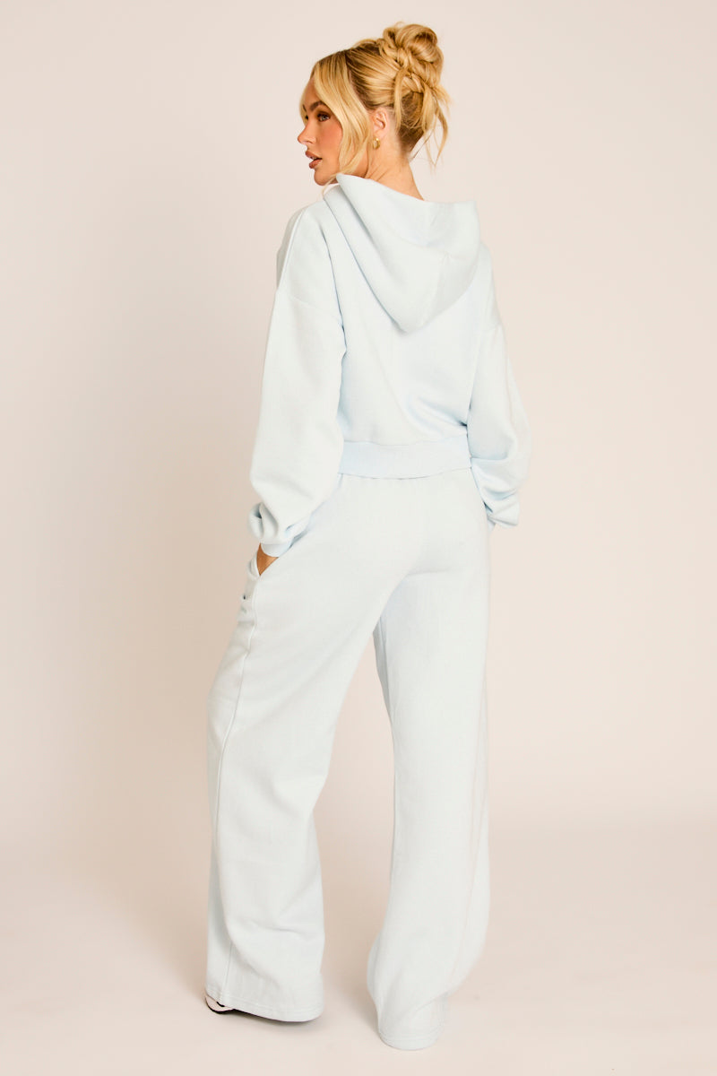 Light Blue Rebellious Logo Jersey Jogger Trousers - Kynee
