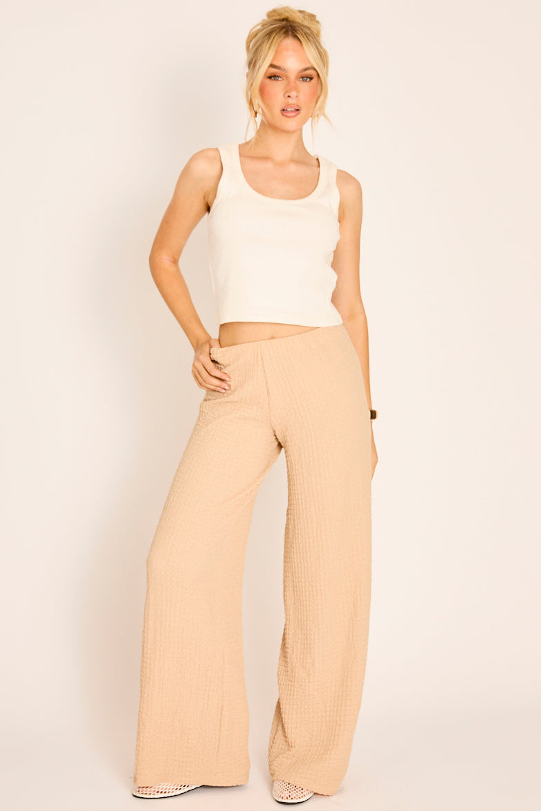 Stone Textured Wide Leg Trousers - Hyden