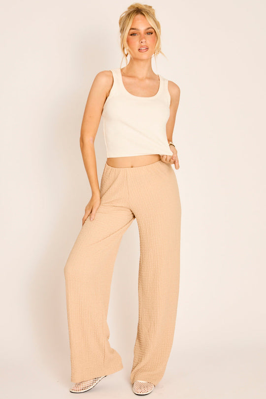 Stone Textured Wide Leg Trousers - Hyden