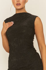 Black Lace Cap Sleeve Mini Dress - Kaden
