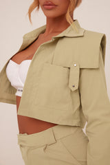 Sage Utility Cropped Shirt & Straight Leg Trousers Co-ord - Emy