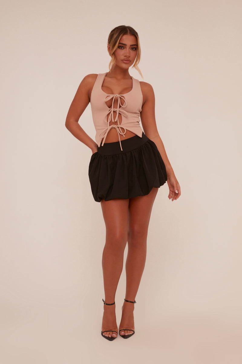 Stone Tie Front Sleeveless Waistcoat - Elsee