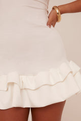 White Frill Hem Sleeveless Mini Dress - Mariah