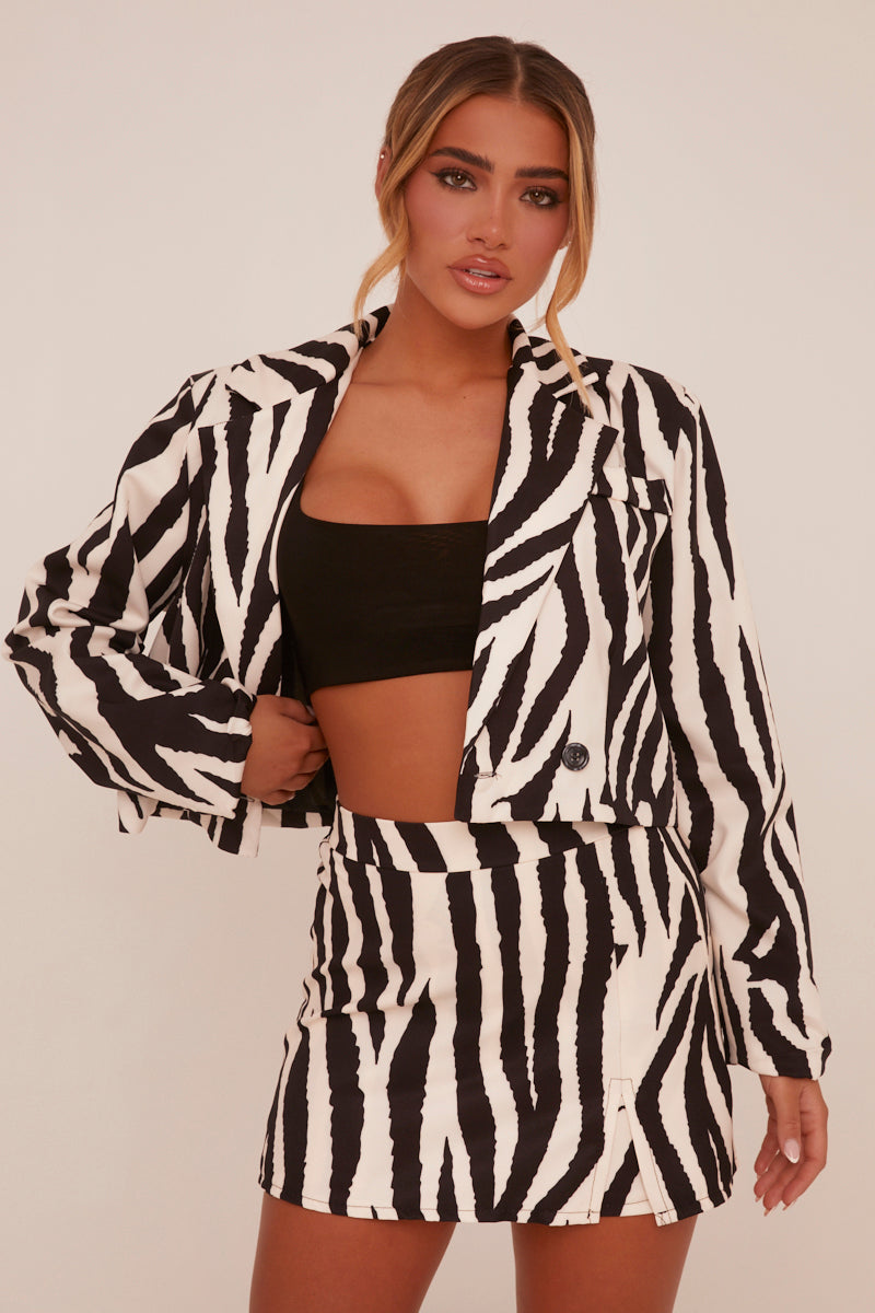 White Zebra Print Skort - Talia