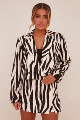 White Zebra Print Skort - Talia