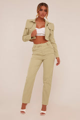Sage Utility Cropped Shirt & Straight Leg Trousers Co-ord - Emy