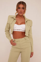 Sage Utility Cropped Shirt & Straight Leg Trousers Co-ord - Emy