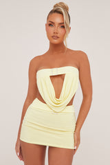 Yellow Buckle Detail Cropped Top & Mini Skirt Co-ord Set - Charlotte