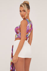 Multi Leopard Print Cropped Top & Mini Skirt Co-ord Set - Poppy