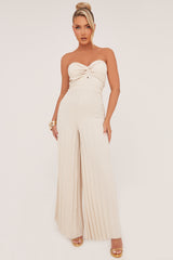 Stone Twist Front Bandeau Pleated Jumpsuit - Isabella