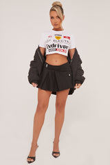 White Graphic Print Cropped T-Shirt - Lola