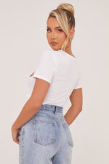 White Graphic Print Cropped T-shirt - Jayden