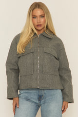 Grey Marl Wool Look Jacket - Ether