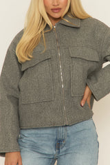 Grey Marl Wool Look Jacket - Ether