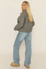 Grey Marl Wool Look Jacket - Ether