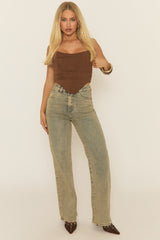 Chocolate Brown Mesh Corset Top - Ellenor