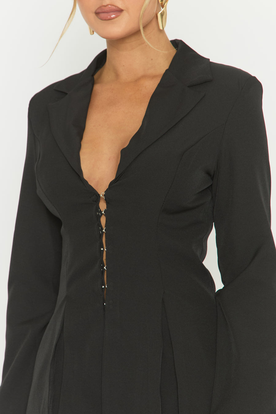 Black Tailored Flared Hem Blazer and Trousers Co-ord Set - Annalee