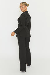 Black Tailored Flared Hem Blazer and Trousers Co-ord Set - Annalee