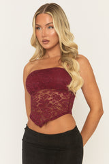 Wine Lace Bandeau Top - Jeanie