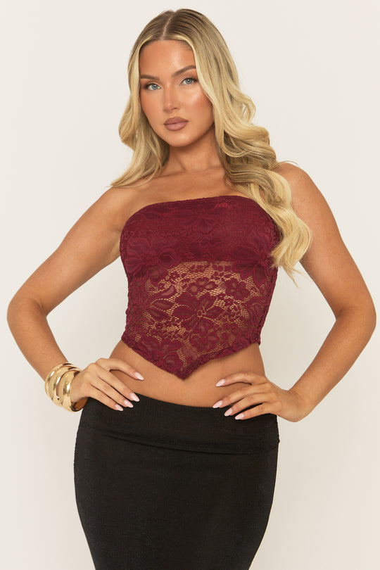 Wine Lace Bandeau Top - Jeanie